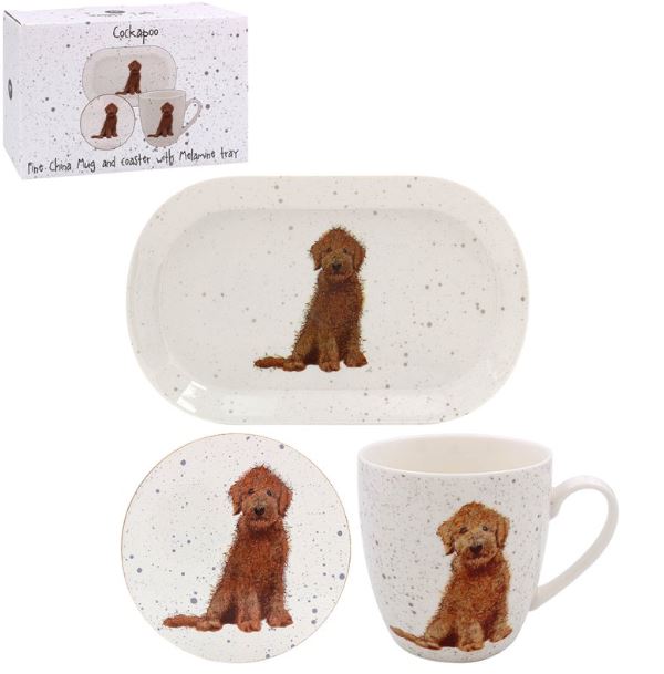 Cockapoo Mug, Coaster & Tray Gift Set