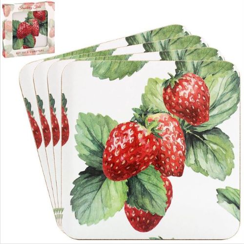 Strawberry Field Coasters x4