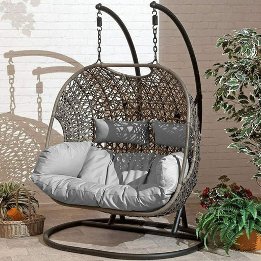 brampton grey double egg chair swing