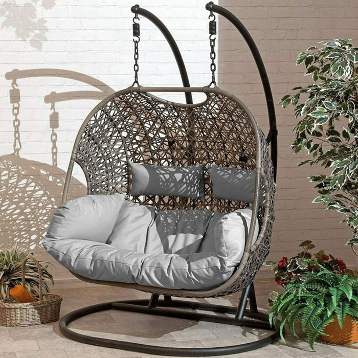 brampton grey double egg chair swing