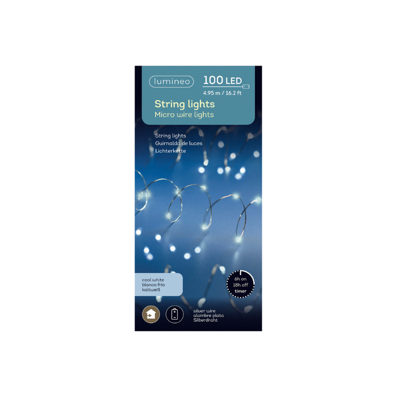 Lumineo Battery Operated Christmas Lights - Cool White 100 LED String Lights