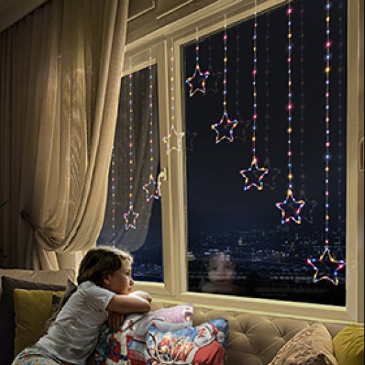 Premier 1.2m x 1.2m Rainbow LED Star Curtain Light Rainbow LED