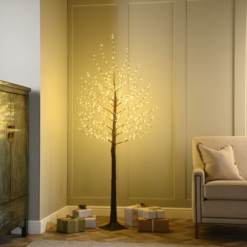 Festive 180cm (1.8m) Brown Twig Tree with Warm White LED's