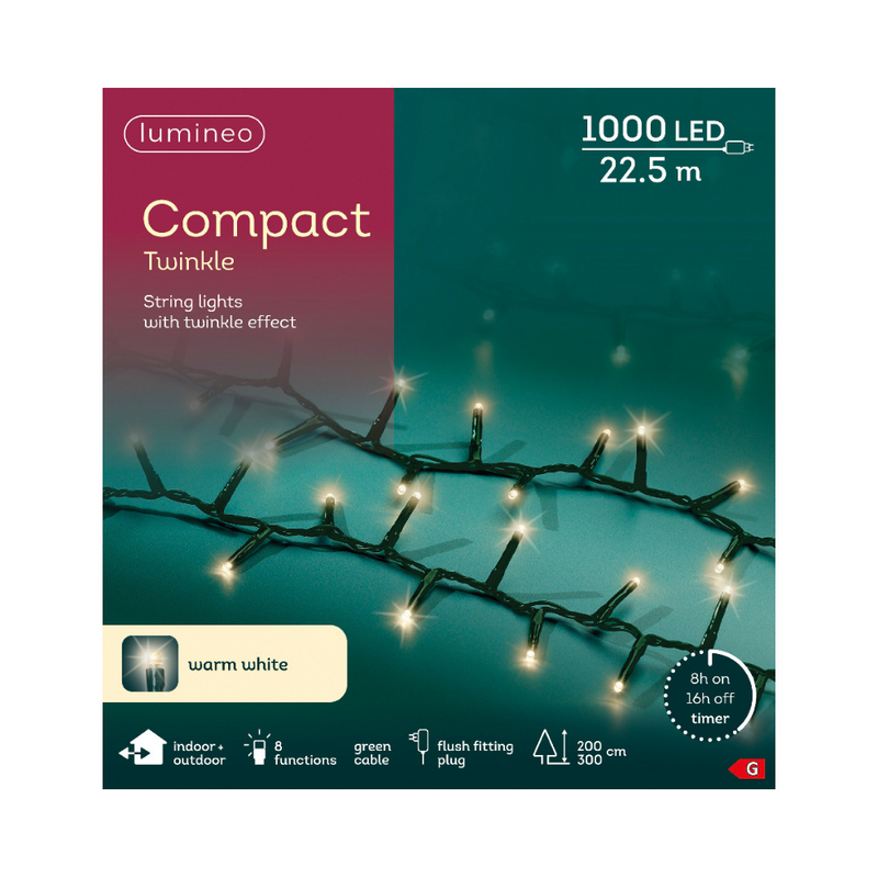 Lumineo Plug In Christmas Lights (Mains Powered) – Warm White LED String Lights