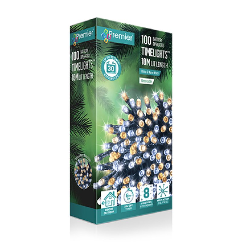 Premier Battery Operated Christmas Lights – Warm White/Cool White LED String Lights