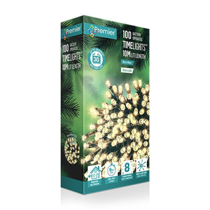 Premier Battery Operated Christmas Lights - Warm White LED String Lights