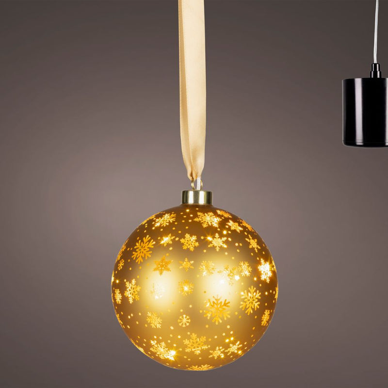 14cm Hanging LED Lit Rotating Bauble - Gold