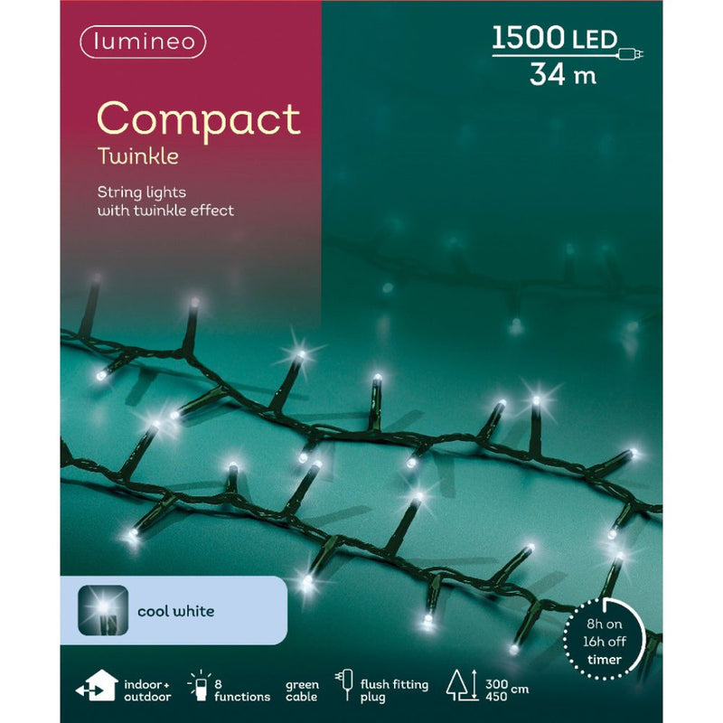 Lumineo Plug In Christmas Lights (Mains Powered) – Cool White LED String Lights