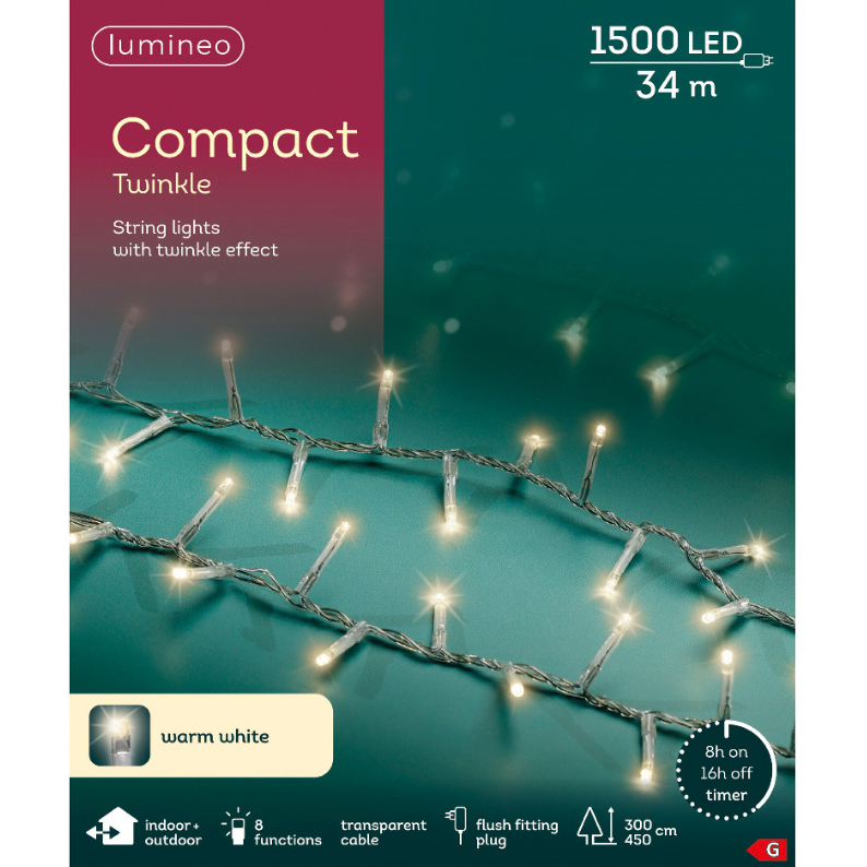 Lumineo Plug In Christmas Lights (Mains Powered) – Warm White LED String Lights
