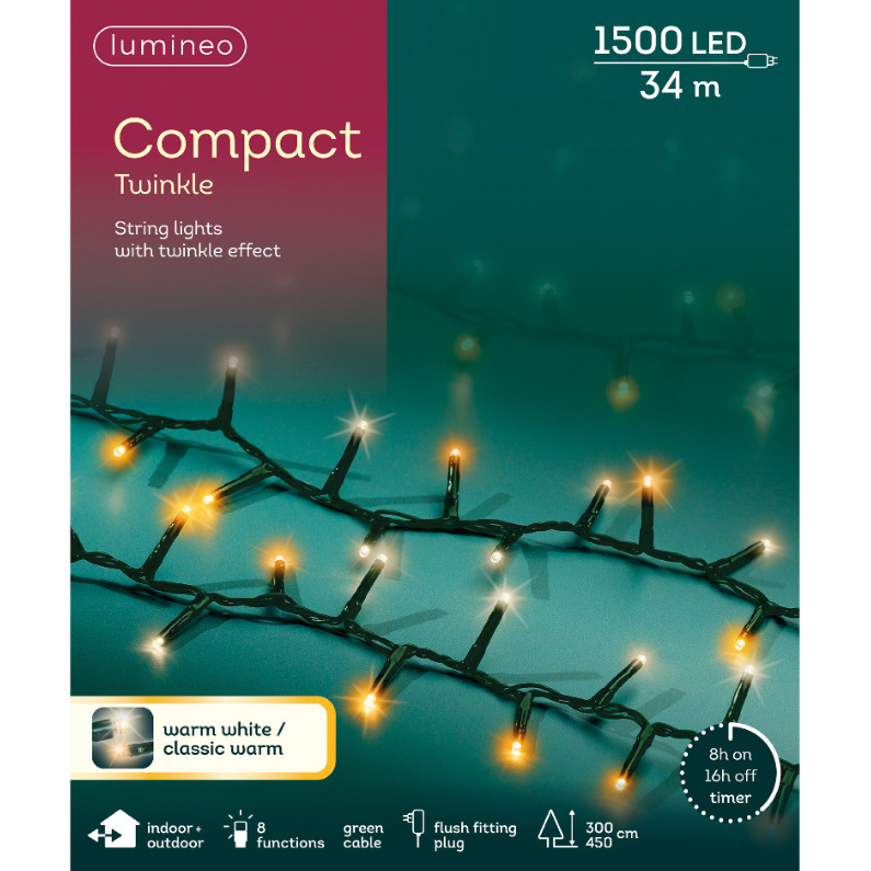 Lumineo Plug In Christmas Lights (Mains Powered) – Warm White/Classic Warm LED String Lights