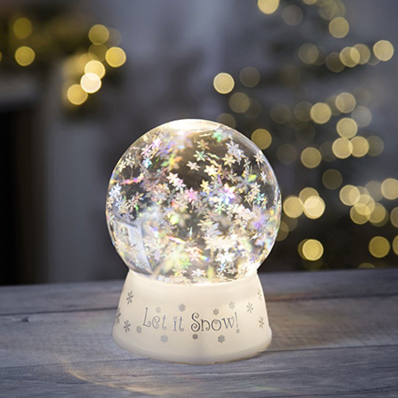 15cm Lit Snowflake Water Spinner Globe