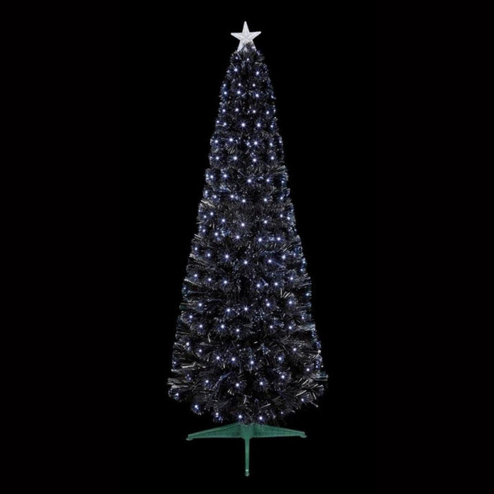 Premier 1.5m Black Slim Christmas Tree With White LEDs & Fibre Optics