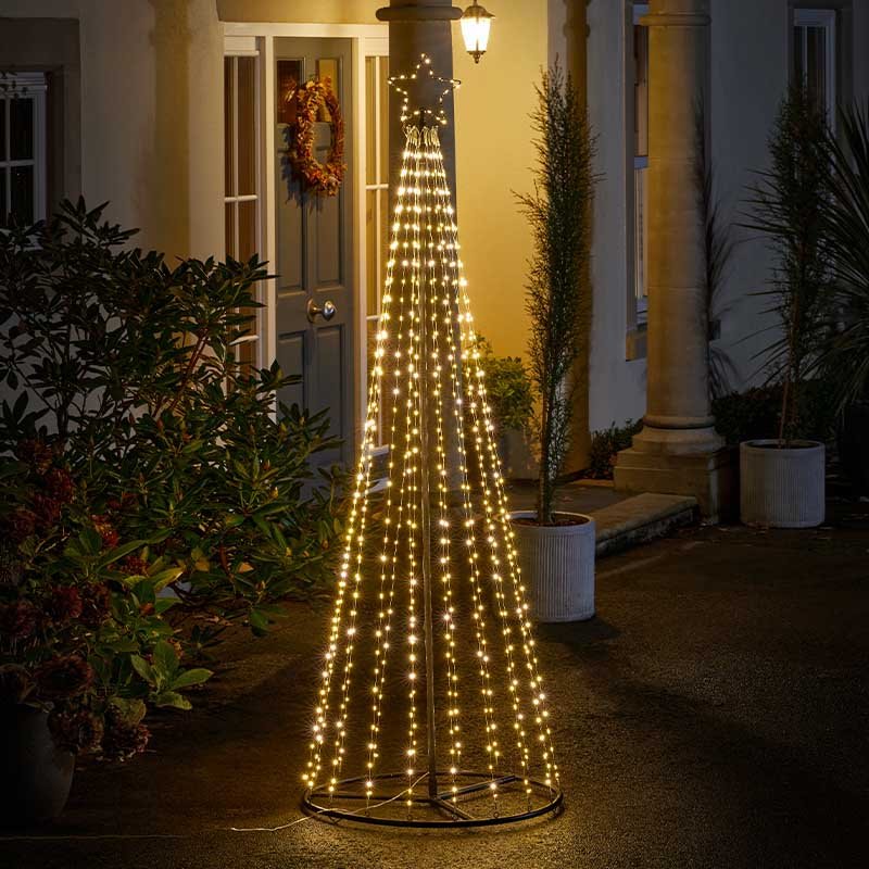 2.1m Pyramid Twinkle Tree - Warm/Cool White