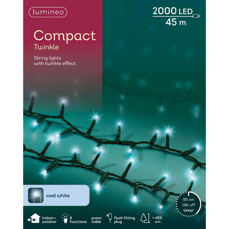 Lumineo Plug In Christmas Lights (Mains Powered) – Cool White LED String Lights