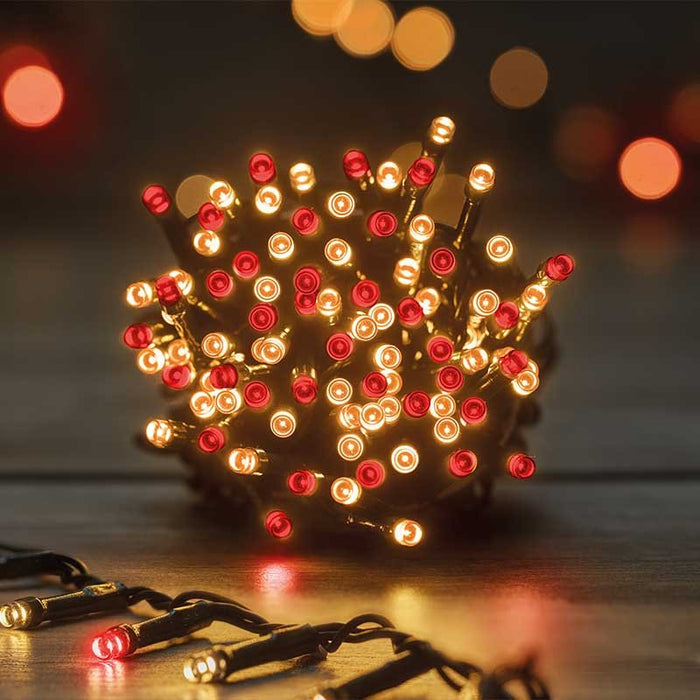 200 LED String Lights - Antique White and Red