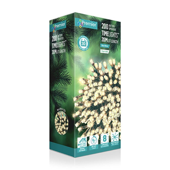 Premier Battery Operated Christmas Lights - Warm White LED String Lights
