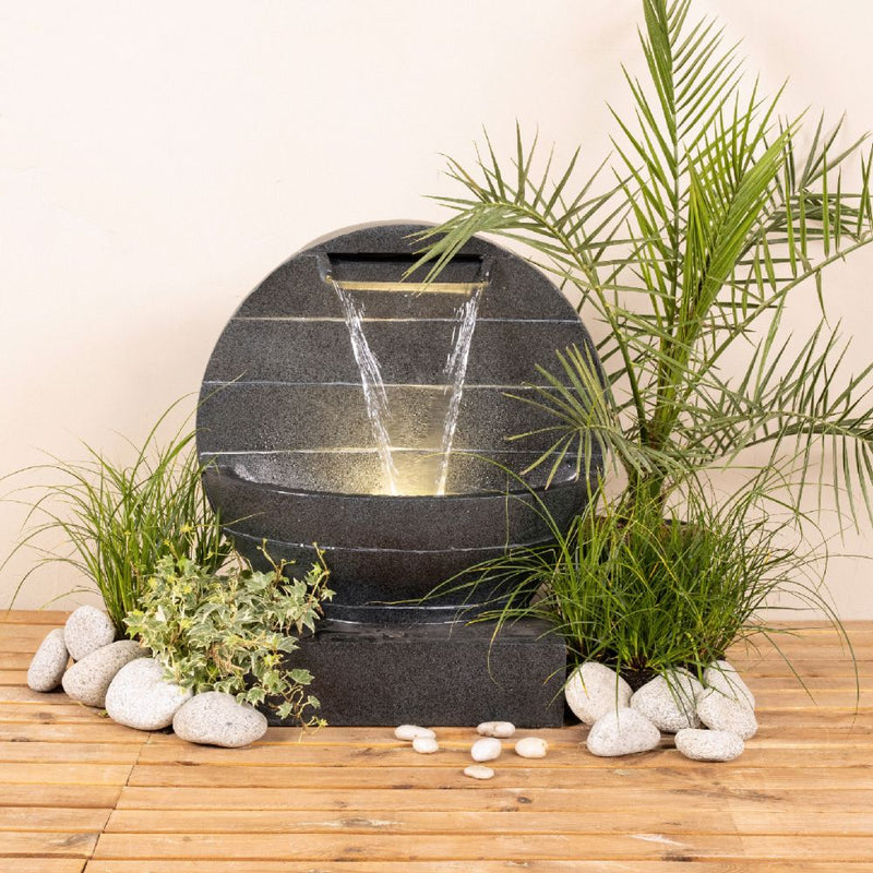 Lumineo Anthracite Round Bowl On Base Water Feature