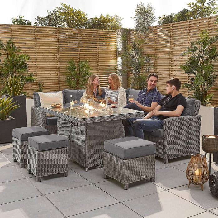 Ciara Compact Corner Set & Fire Pit Table With Footstools