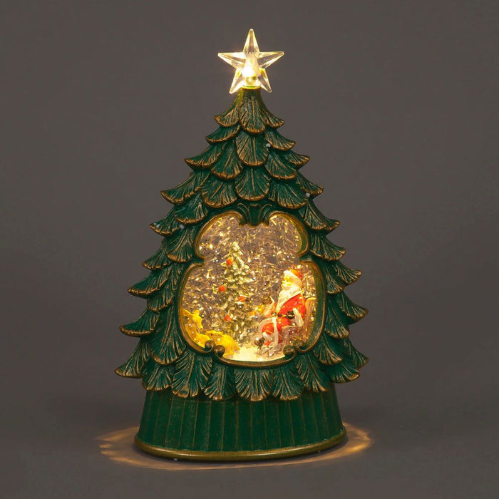26cm Water Tree With Santa Warm White LED