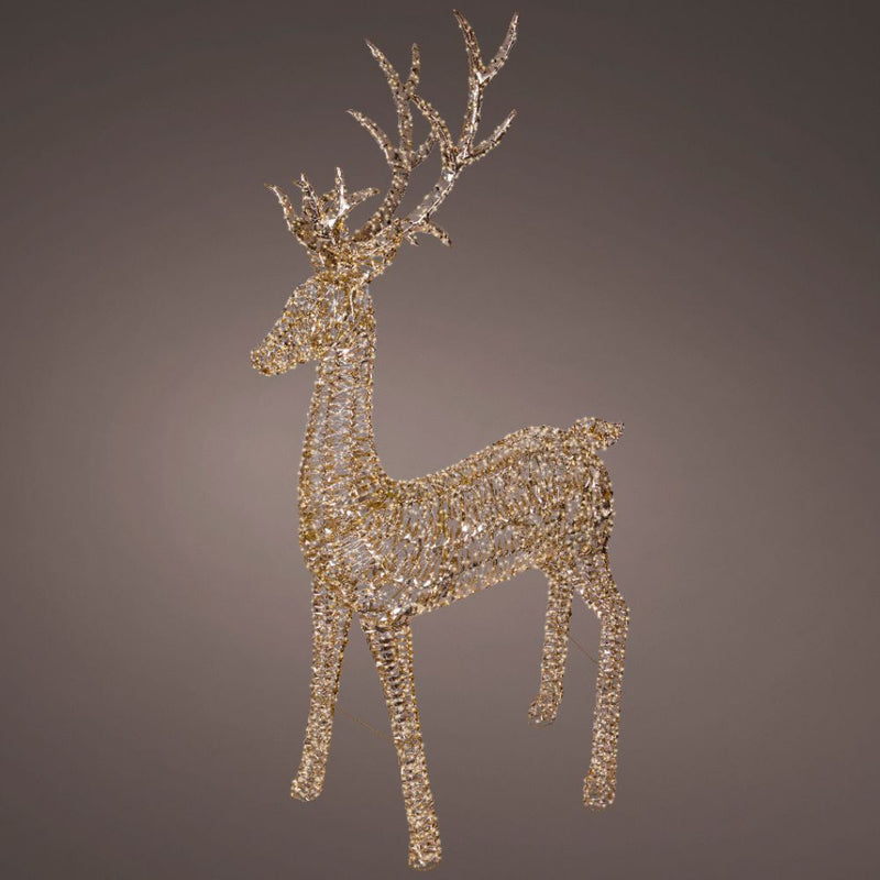 270cm Lit Gold Ribbon Reindeer - Warm White