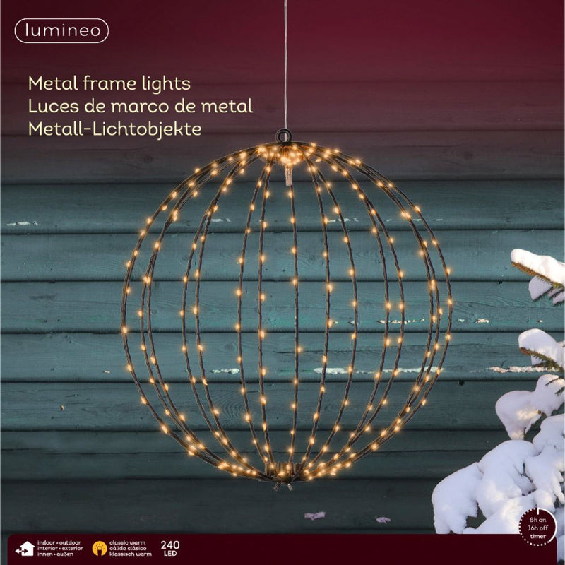 38cm Classic Warm LED Ball Black Frame Light