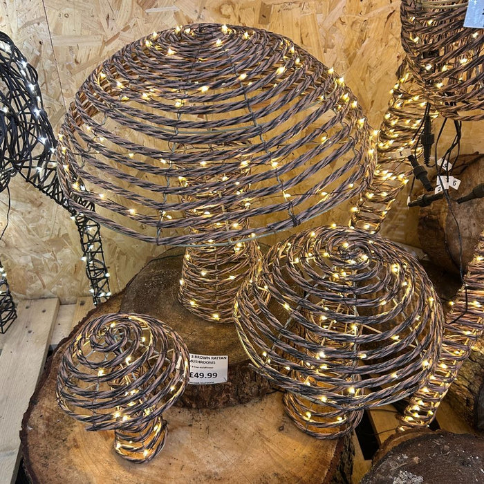 3 LED Rattan Mushrooms