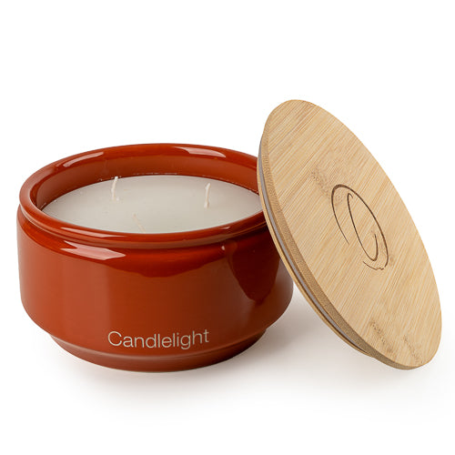 3 Wick Candle with Bamboo Lid - Terracotta