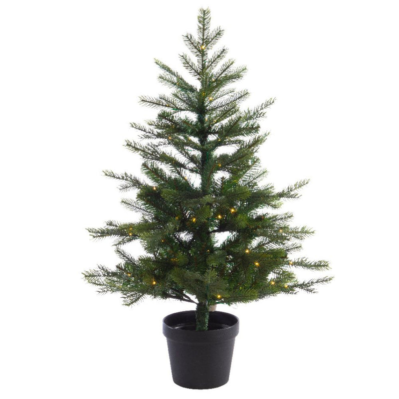 Everlands Battery Operated 90cm Grandis Prelit Artificial Christmas Tree In Pot
