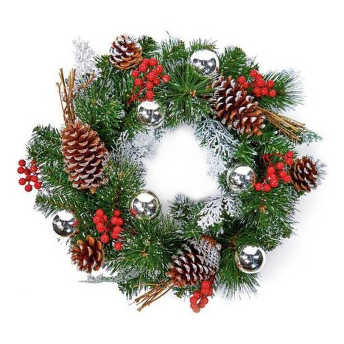 Premier 40cm Silver Dressed Christmas Wreath