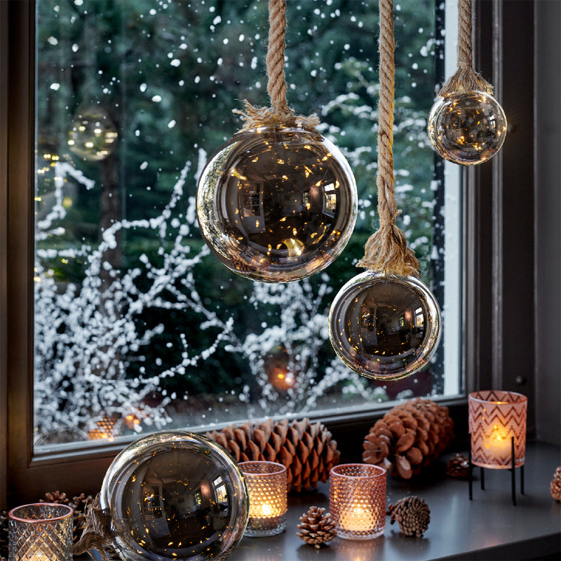 Micro Smokey LED Ball On Rope - Classic Warm