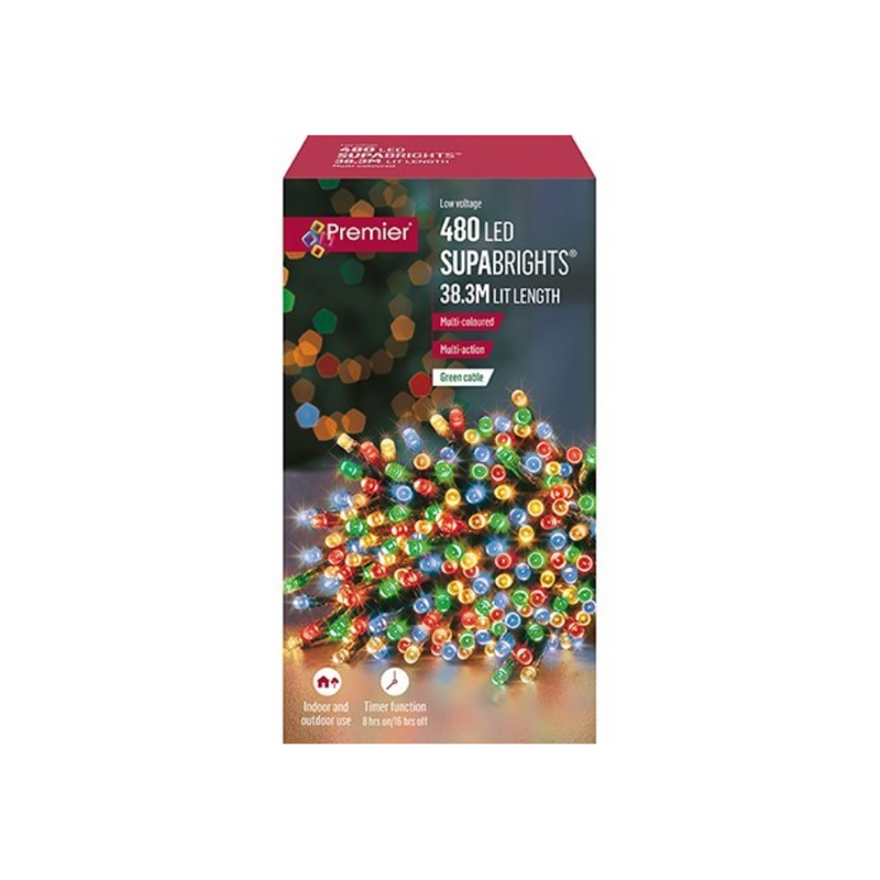 Premier Plug In Christmas Lights (Mains Powered) – Multicolour LED String Lights