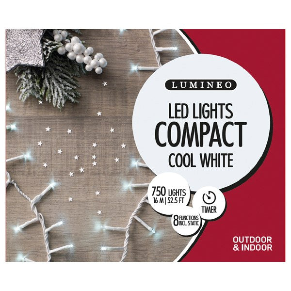 Lumineo 750 Compact Ice White Twinkle Lights With White Cable