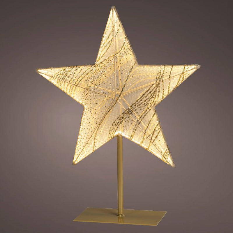 Fabric Star On Stand With Warm White LED's