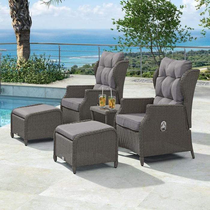 Skylar Reclining Armchair Lounge Set Slate Grey