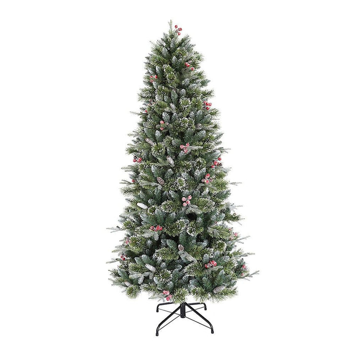 Puleo Slim Frosted Berry Spruce 6.5ft Artificial Christmas Tree