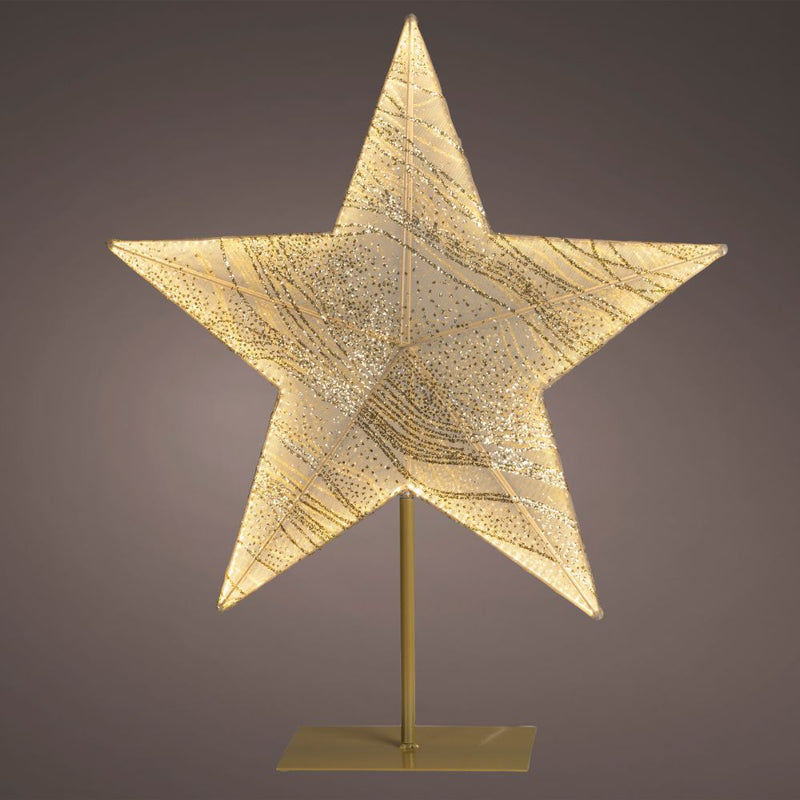 Fabric Star On Stand With Warm White LED's