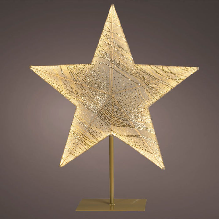 Fabric Star On Stand With Warm White LED's