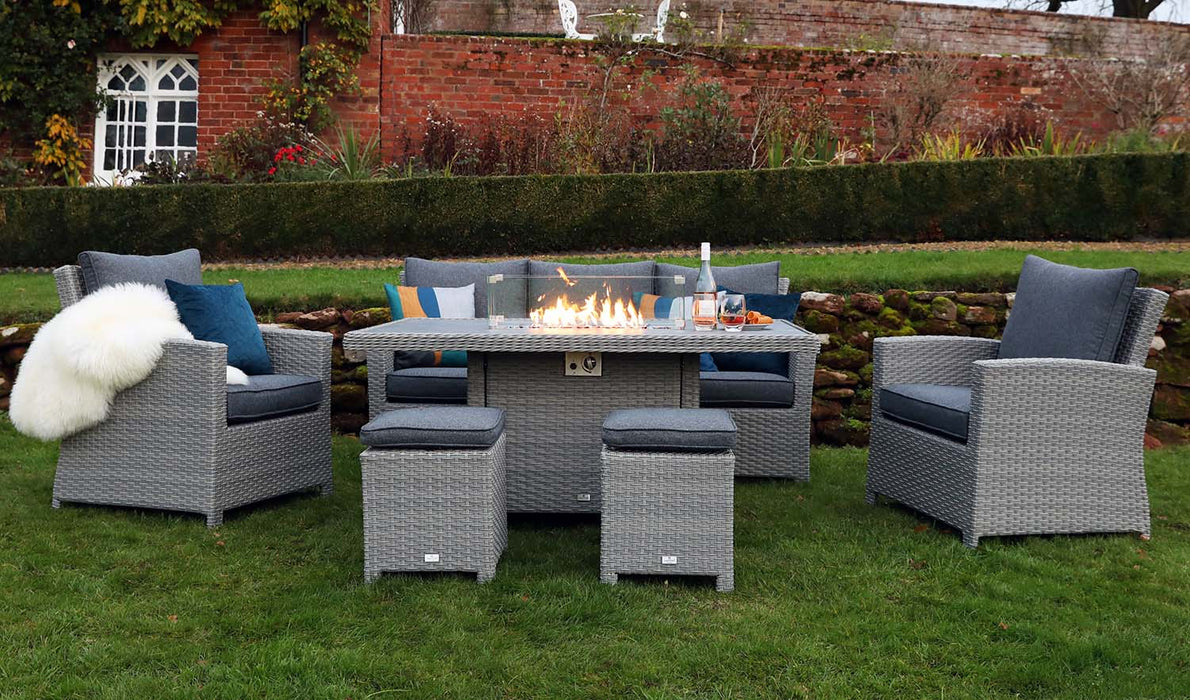 Supremo Leisure Catalan Lounge Dining with Fire Pit - Fire Lit