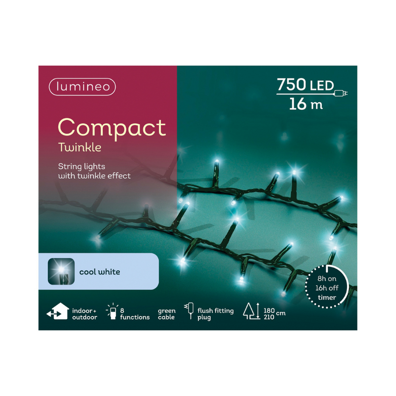Lumineo Plug In Christmas Lights (Mains Powered) – Cool White LED String Lights