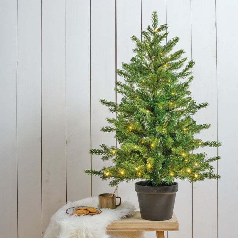 Everlands Battery Operated 90cm Grandis Prelit Artificial Christmas Tree In Pot