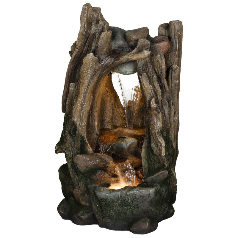 Lumineo 80cm Antique Wood Natural Logs Water Fountain