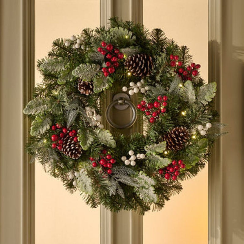 BOSK Argento 26” Prelit Christmas Wreath With 50 LED's