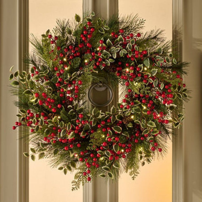 BOSK Hollyberry 26” Wreath with 50 LED's