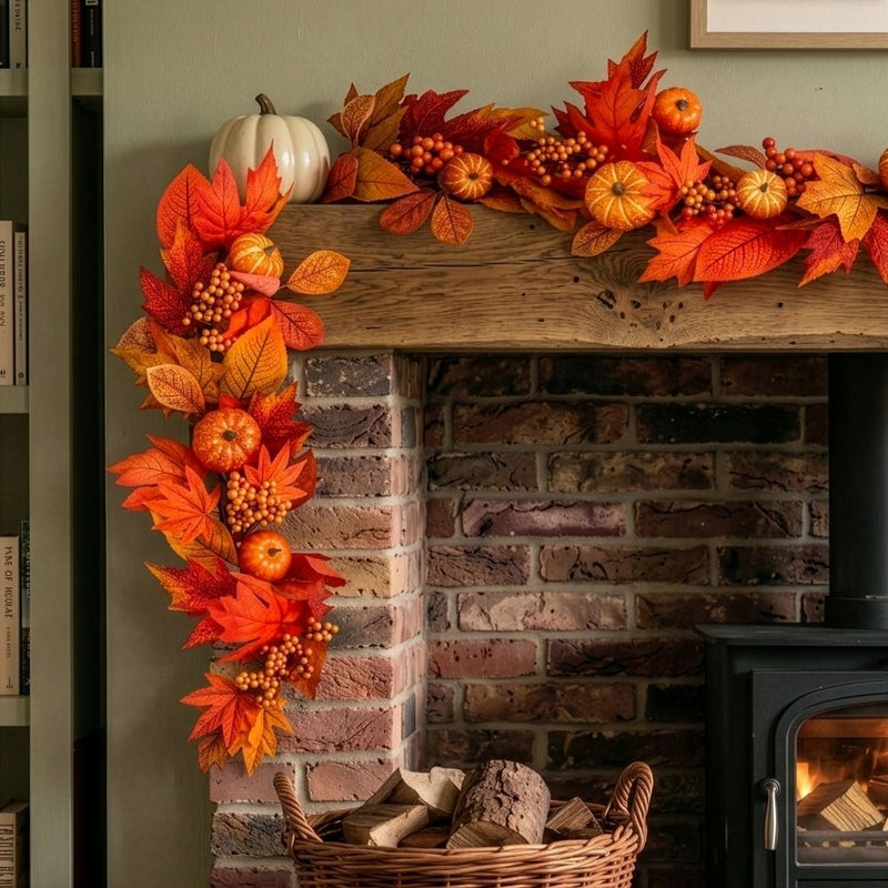 BOSK Pumpkin Orchard Garland - 6ft x 10" with 150 Warm White LED