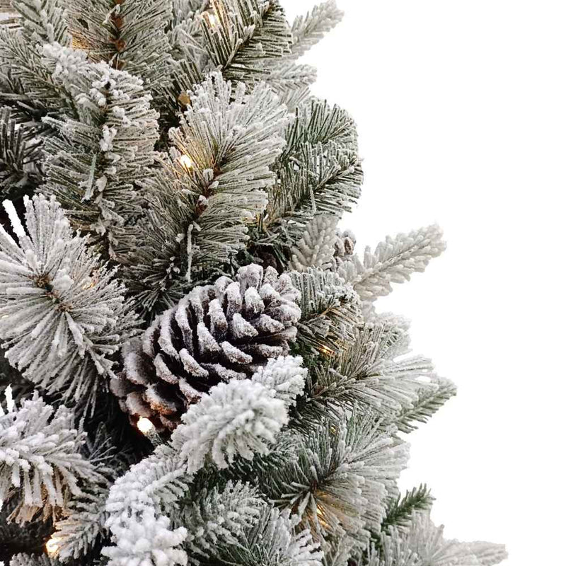 BOSK 4.5ft Snowy Winterfold Prelit Mini Artificial Christmas Tree