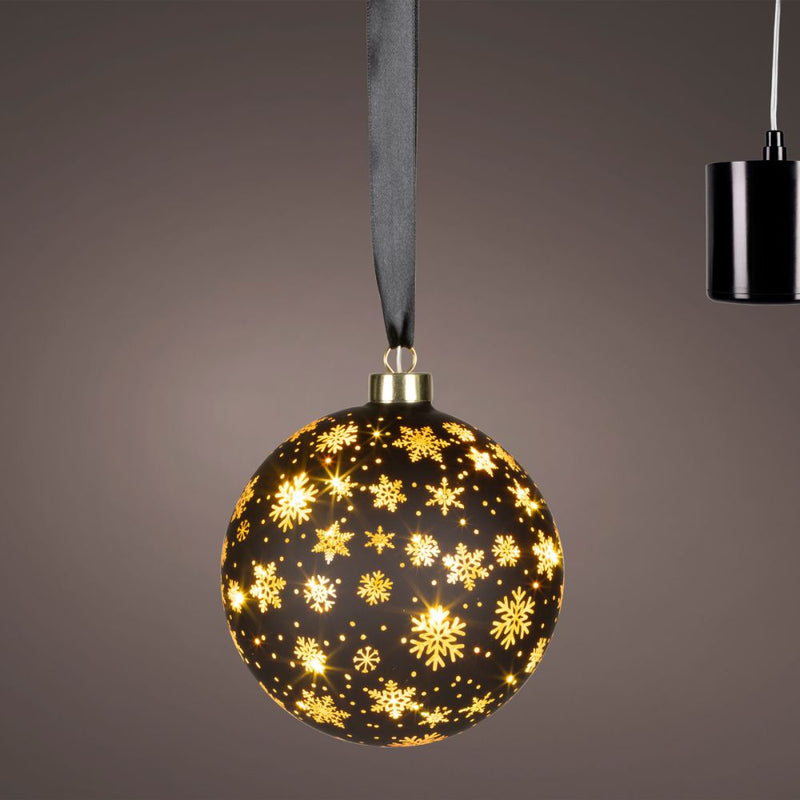 14cm Hanging LED Lit Rotating Bauble - Black