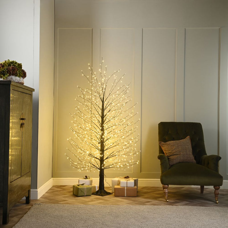 Festive Black Microdot Teardrop LED Twig Tree
