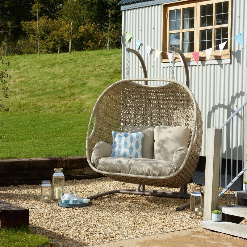 Bramblecrest Chedworth Sandstone Rattan Double Hanging Cocoon