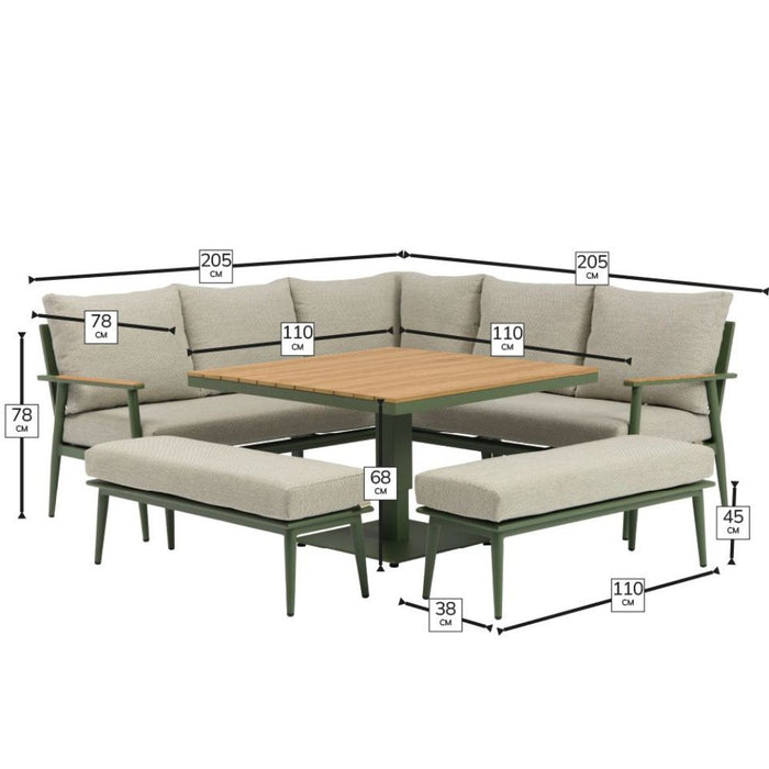 Bramblecrest Wisley Square Corner Sofa Set With Adjustable Table