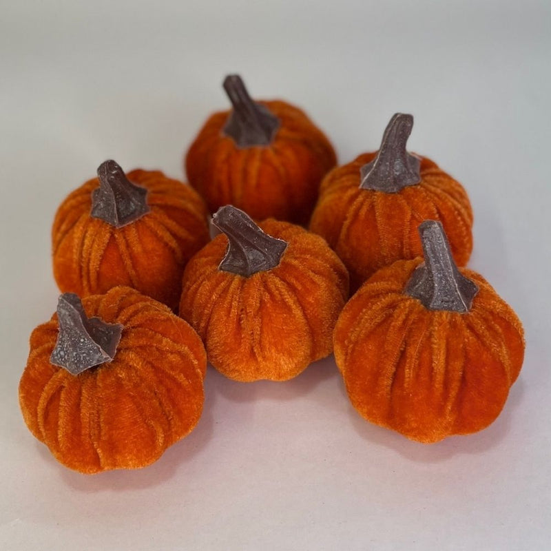Burnt Orange 5cm Velvet Pumpkin (Bag of 6)